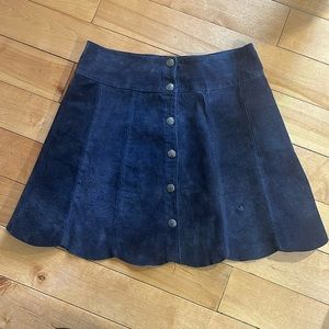 Gorgeous edged suede navy blue skirt